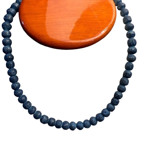 Vintage Blue Sponge/Lava Coral Beaded Choker Necklace Unisex - Picture 1 of 6